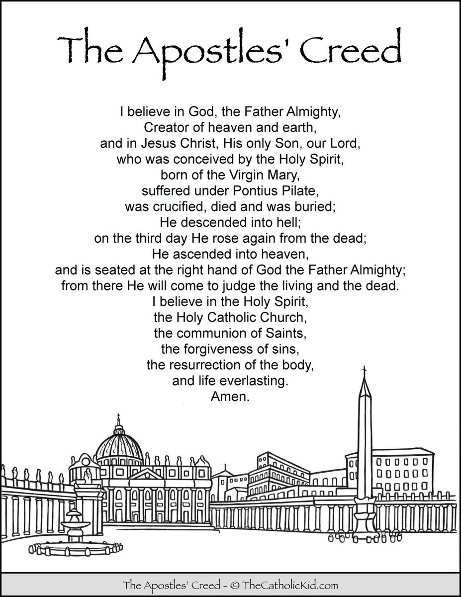 Apostles Creed Coloring Page TheCatholicKid
