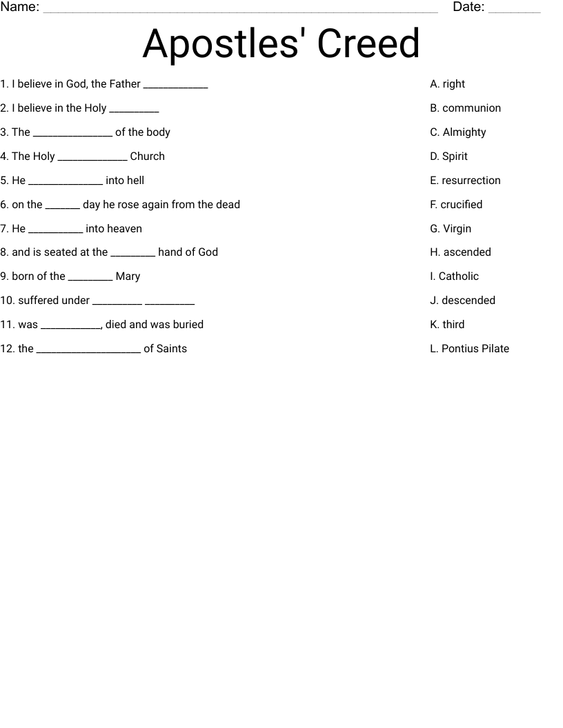 Apostles Creed Coloring Page TheCatholicKid