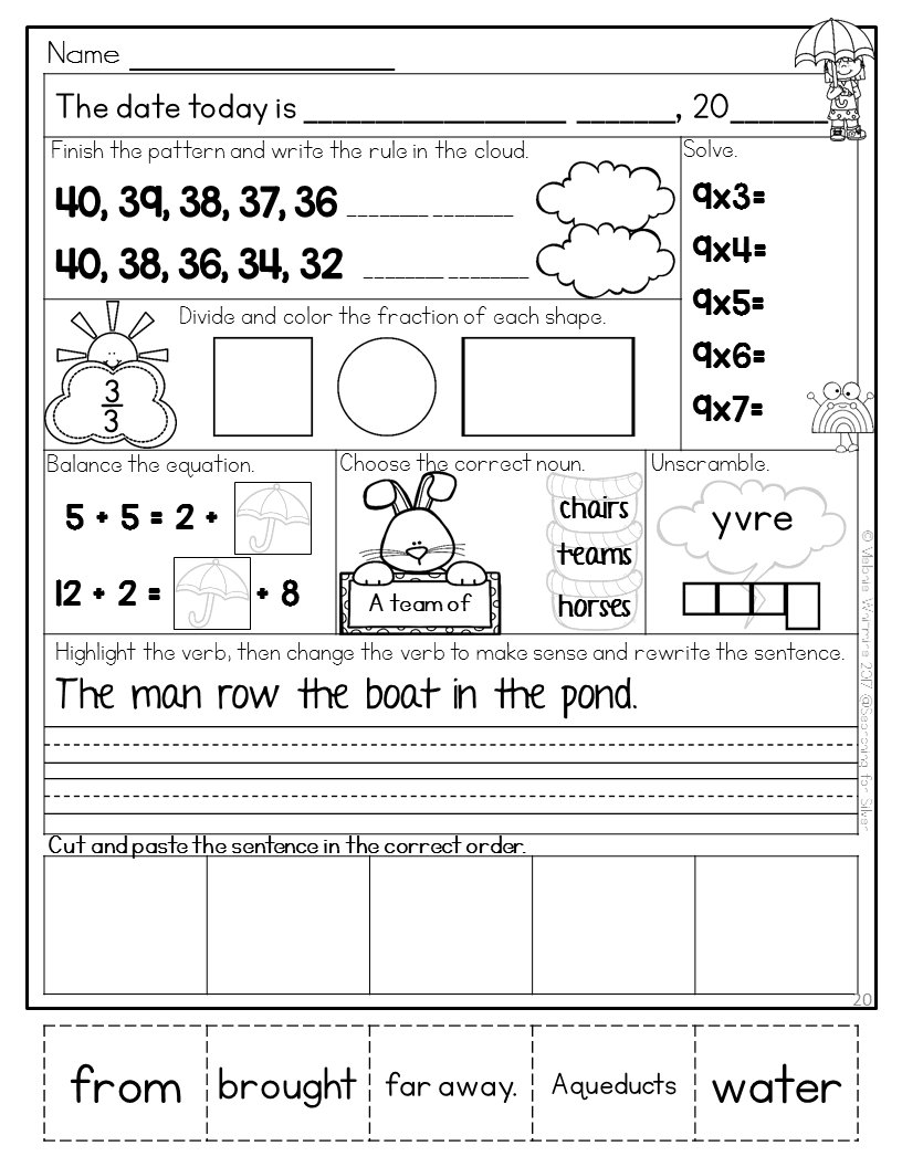 Free 2nd Grade Daily Math Worksheets