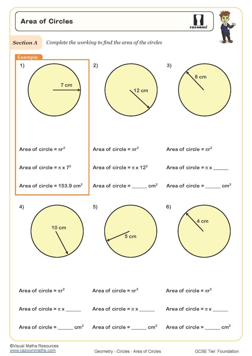Area Of Circles Worksheet Printable PDF Worksheets
