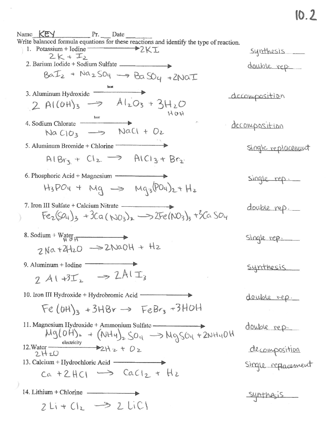 Balance Equations And Predict Reactions Worksheet Key Exercises Worksheets Library Balance Equations And Predict Reactions Worksheet Key Exercises Worksheets Library