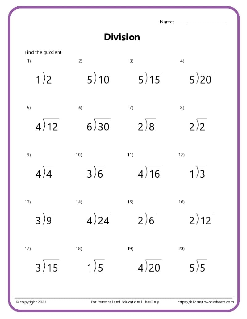 Long Division Worksheets Problems Printable Math Drills Free Printables Lettering SVG Files Tools Apps