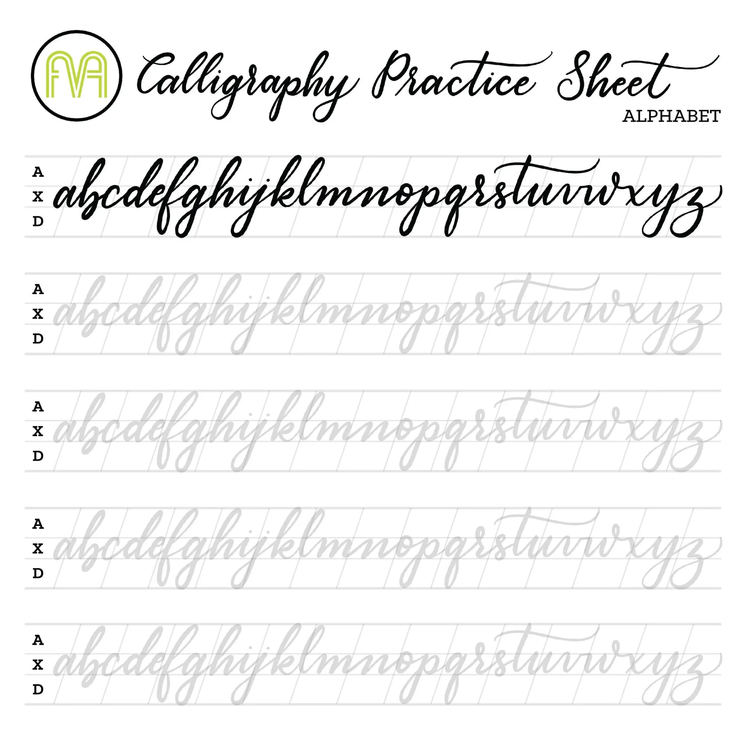 Free Beginner Calligraphy Practice Sheets PDFs
