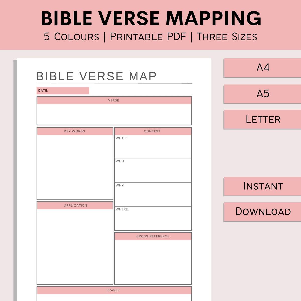 Bible Verse Mapping Bible Study Notes Faith Worksheet Printable Scripture Study Tools Bible Journaling PDF A4 A5 Letter Etsy