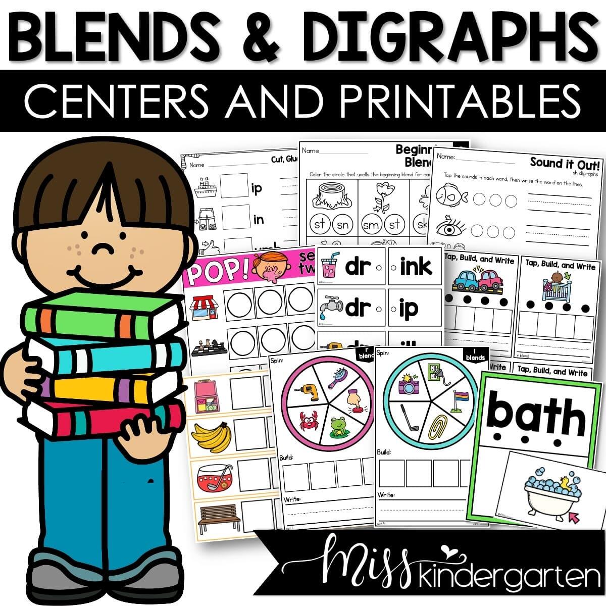 Blends And Digraphs Centers Worksheets Short Vowel Reading Practice Miss Kindergarten