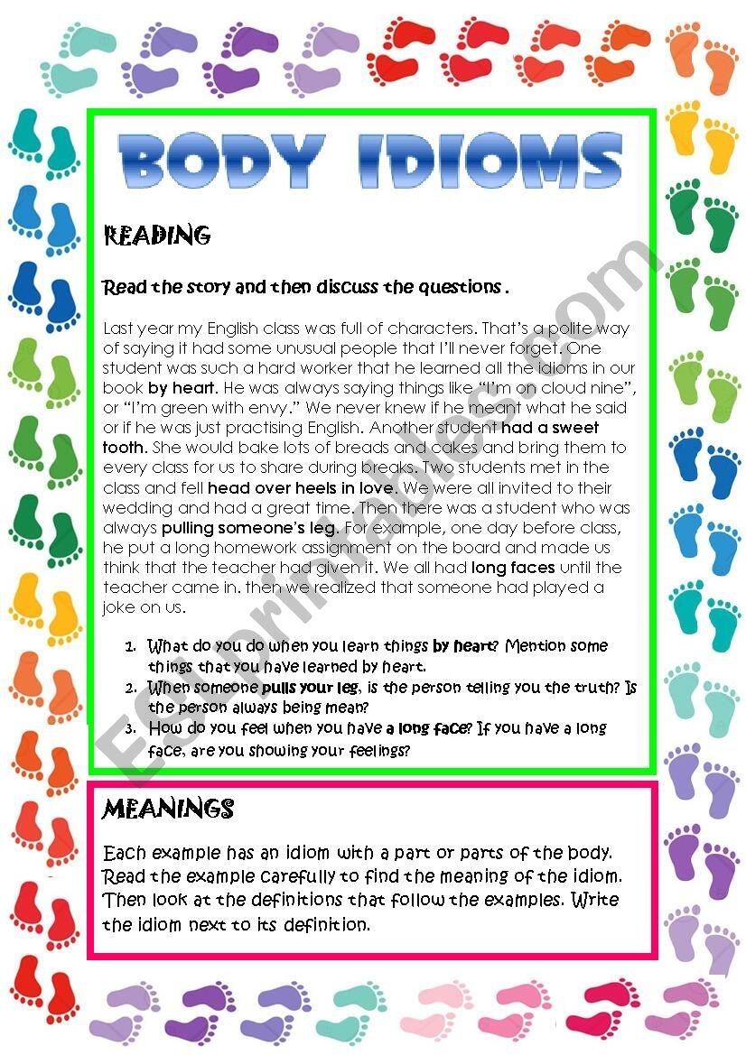 BODY IDIOMS ESL Worksheet By Tetulin BODY IDIOMS ESL Worksheet By Tetulin