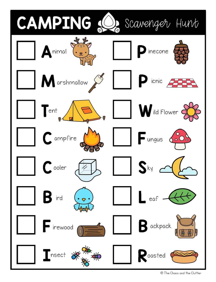 Camping Scavenger Hunt Free Printable Free Printable Around The House Scavenger Hunt For Kids Begin Learning