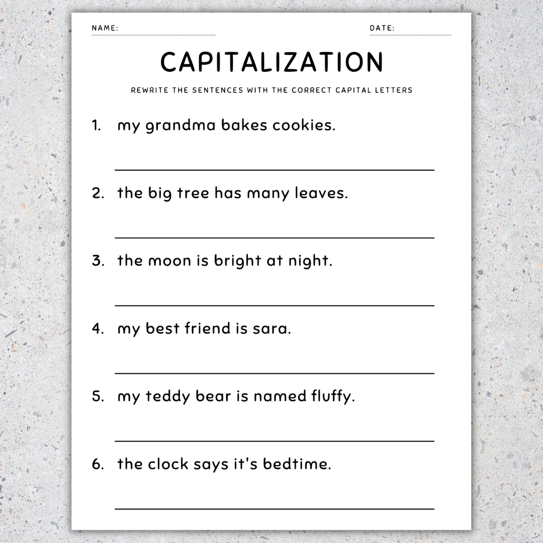 Capitalization Worksheets Fix The Sentences Grammar Practice 1st Grade Made By Teachers Capitalization Worksheets Fix The Sentences Grammar Practice 1st Grade Made By Teachers