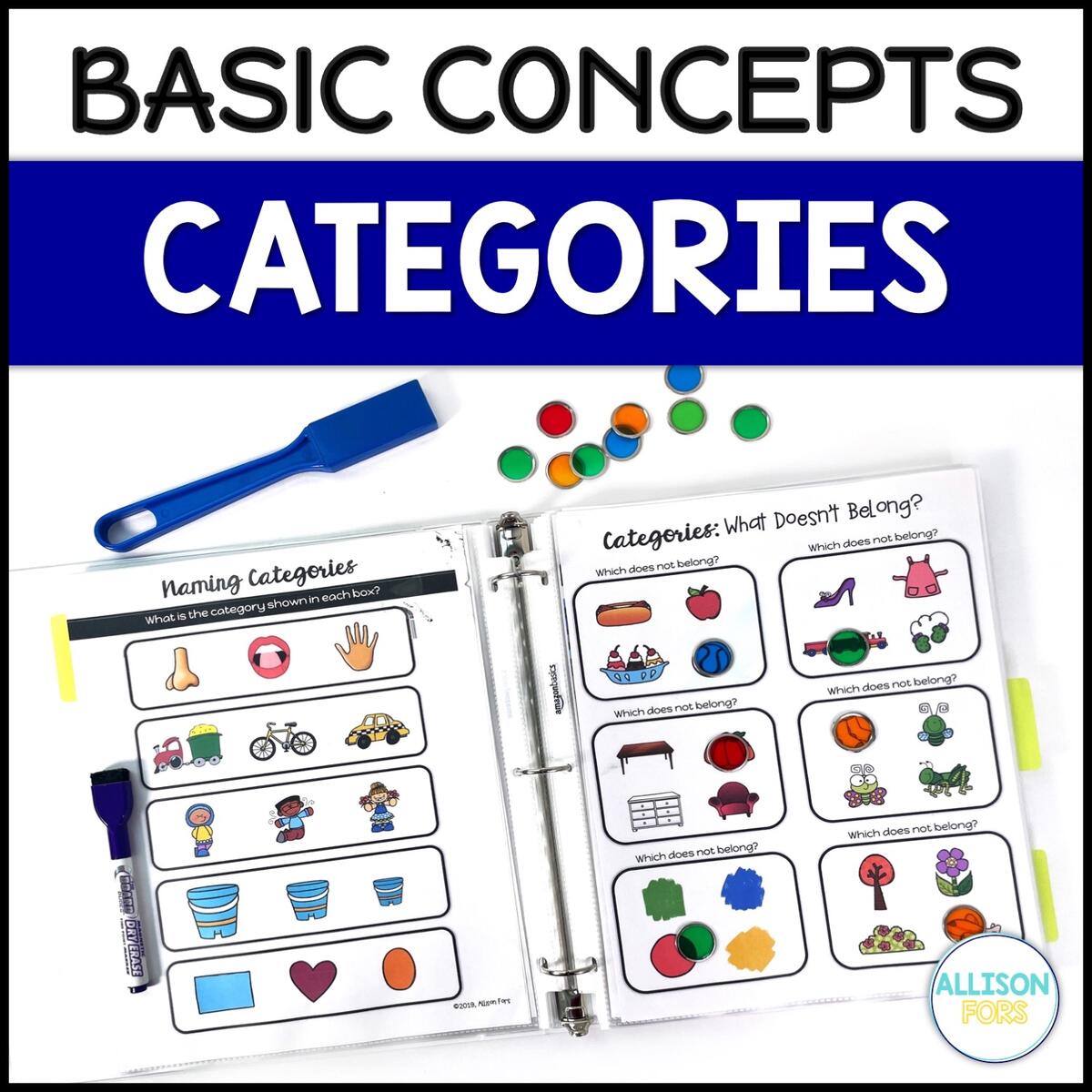 Categories Speech Therapy Activities NO PREP Basic Concepts Worksheets Allison Fors Inc