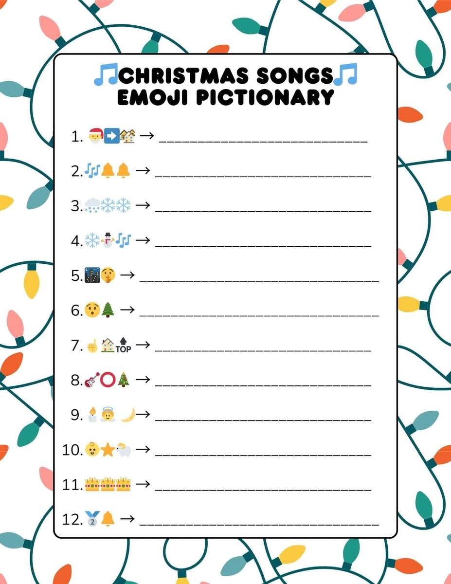 Christmas Emoji Pictionary Printable Game Christmas Emoji Pictionary Printable Game