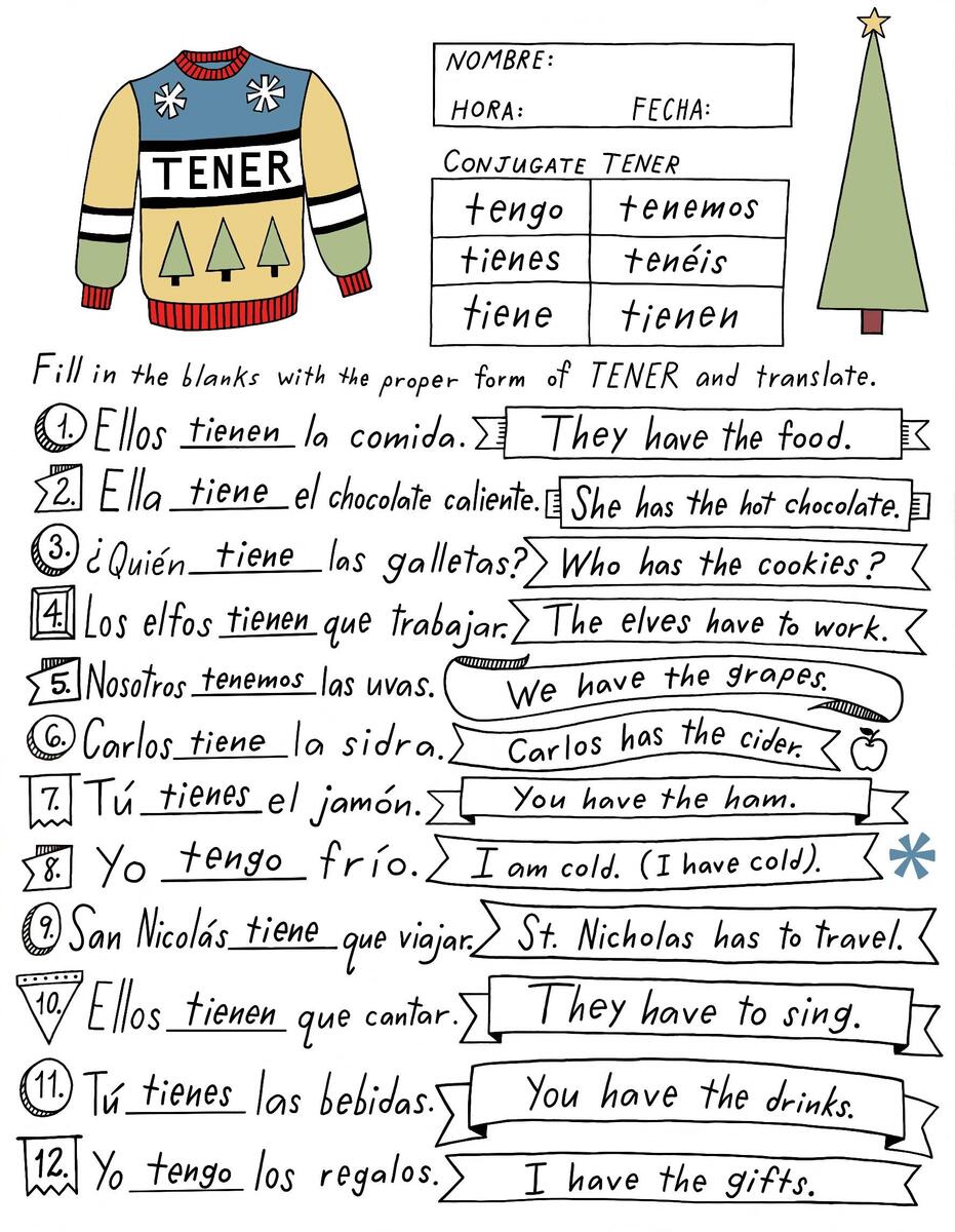 Spanish Christmas Words Vocabulary Word List Worksheet Answer Keys Made By Teachers