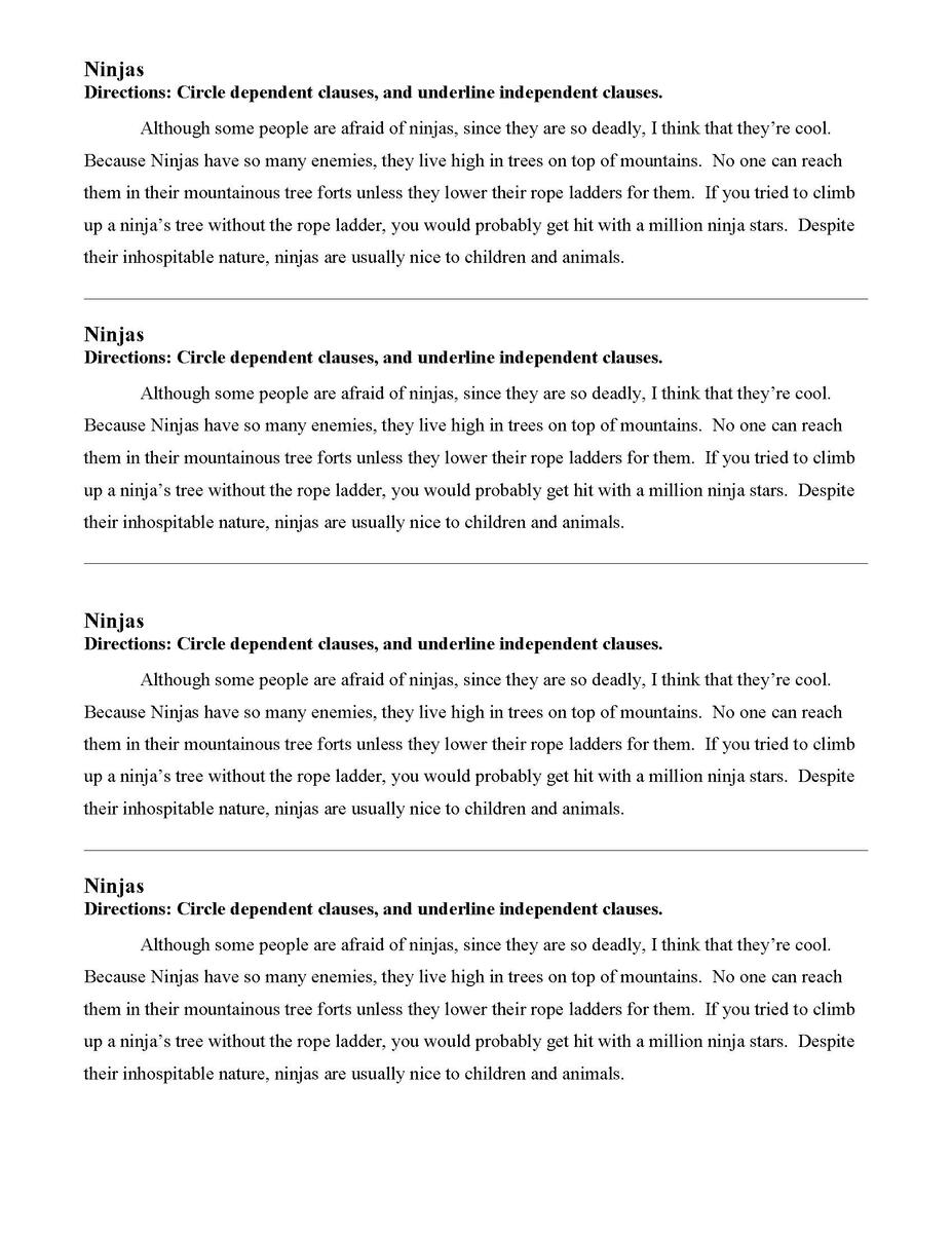 Clauses And Phrases Language Arts Worksheets And Activities