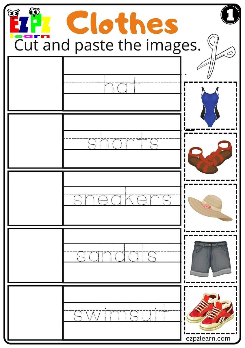 Clothes Cut And Paste Worksheet Kindergarten K5 And ESL Set 1 Ezpzlearn Clothes Cut And Paste Worksheet Kindergarten K5 And ESL Set 1 Ezpzlearn
