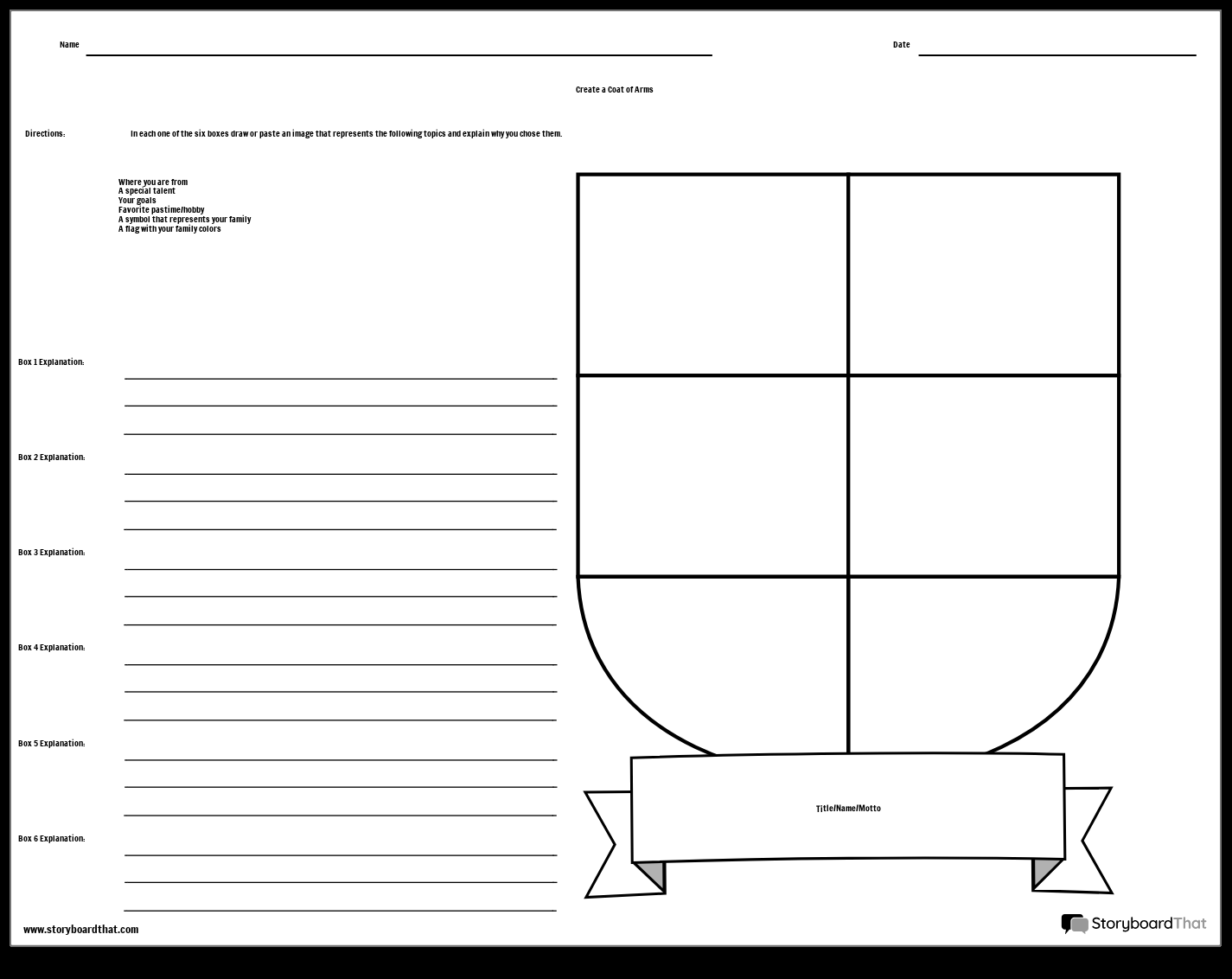 Coat Of Arms Student Activity Free To Print Storyboard