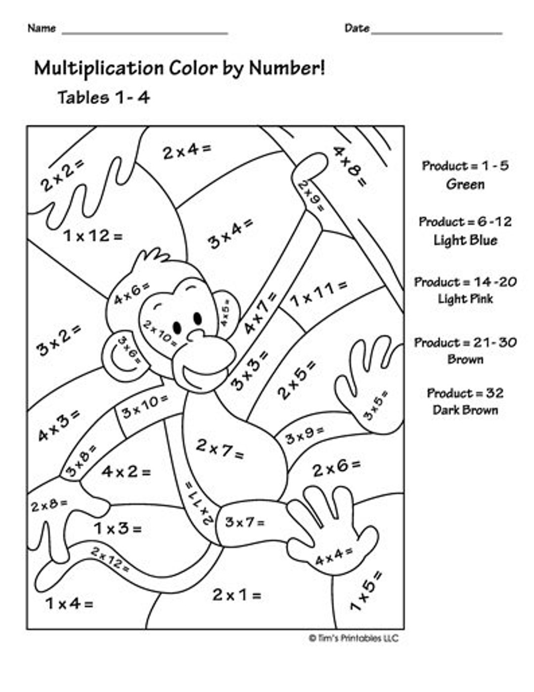 Multiplication Color By Number Superstar Worksheets
