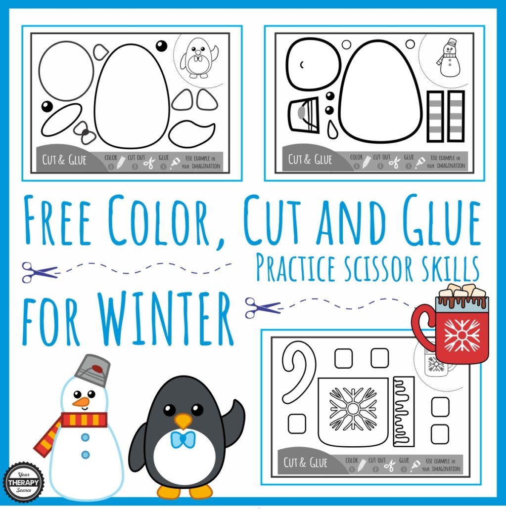 Color Cut Glue Scissor Practice For Winter Your Therapy Source