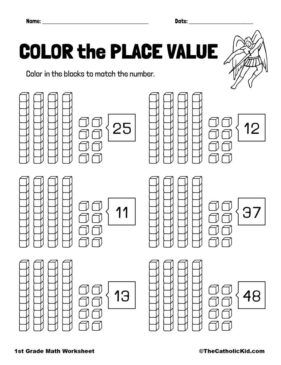 Color The Place Value Worksheet TheCatholicKid Color The Place Value Worksheet TheCatholicKid