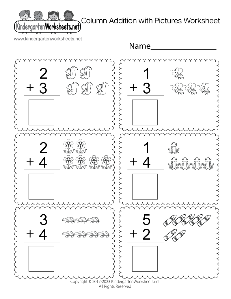 Kindergarten Addition Worksheet Free