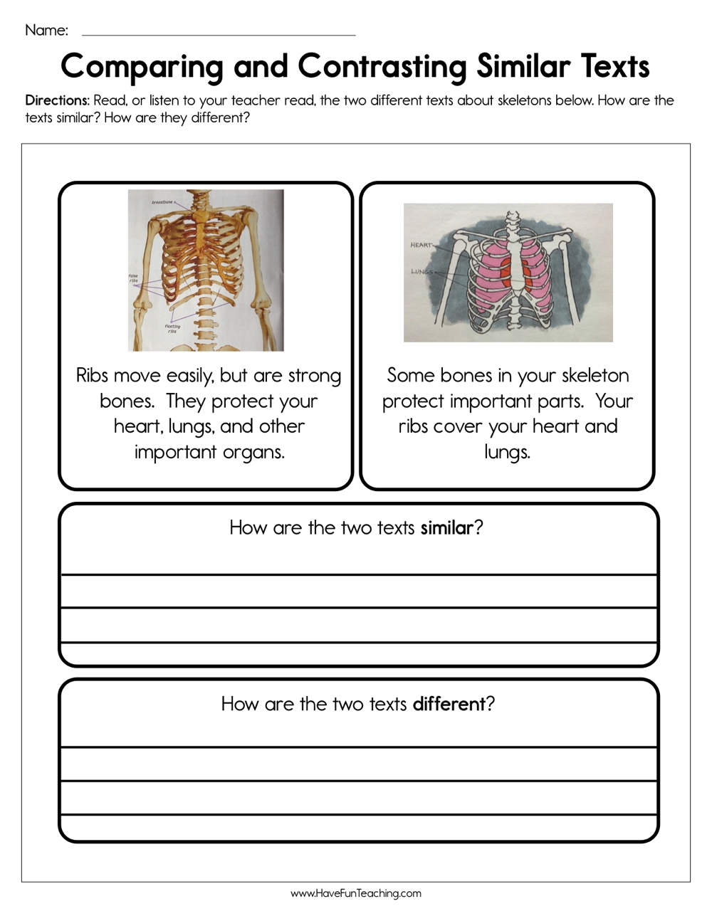 Compare And Contrast Similar Texts Worksheet Have Fun Teaching
