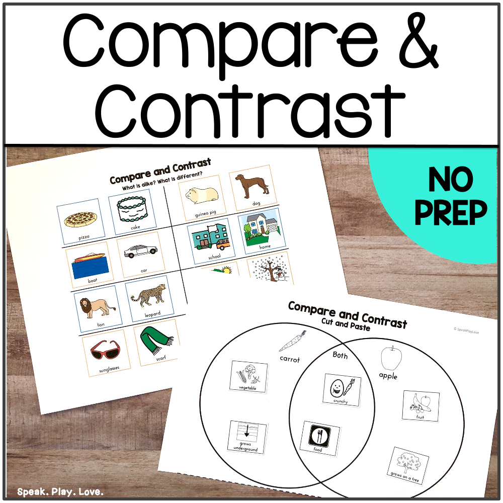 Compare And Contrast Speech Therapy Activity Free Download Speak Play Love
