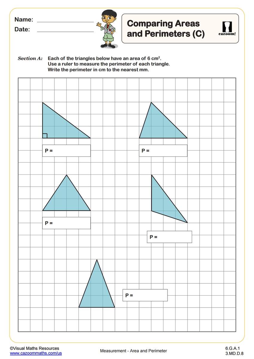 Comparing Areas And Perimeters C PDF Printable Measurement Worksheets Cazoom Math