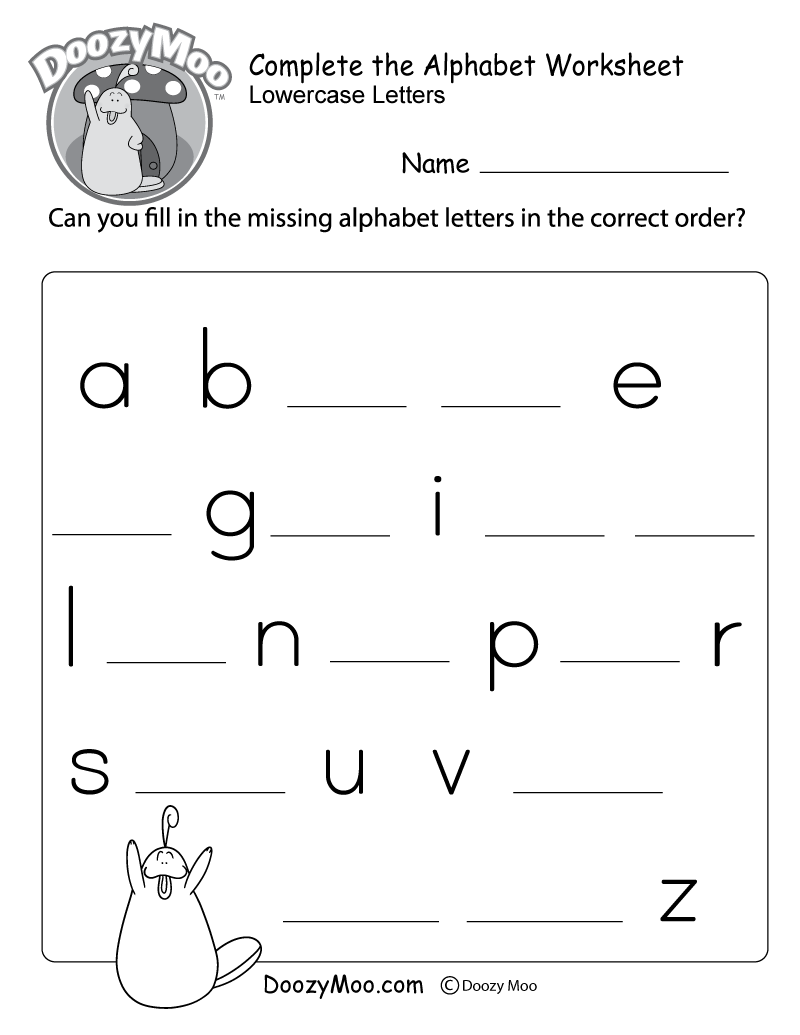 Complete The Alphabet Worksheet Free Printable Doozy Moo 26 Printable Worksheets Trace The Letters Uppercase Lowercase A Z Preschool Kindergarten Made By Teachers
