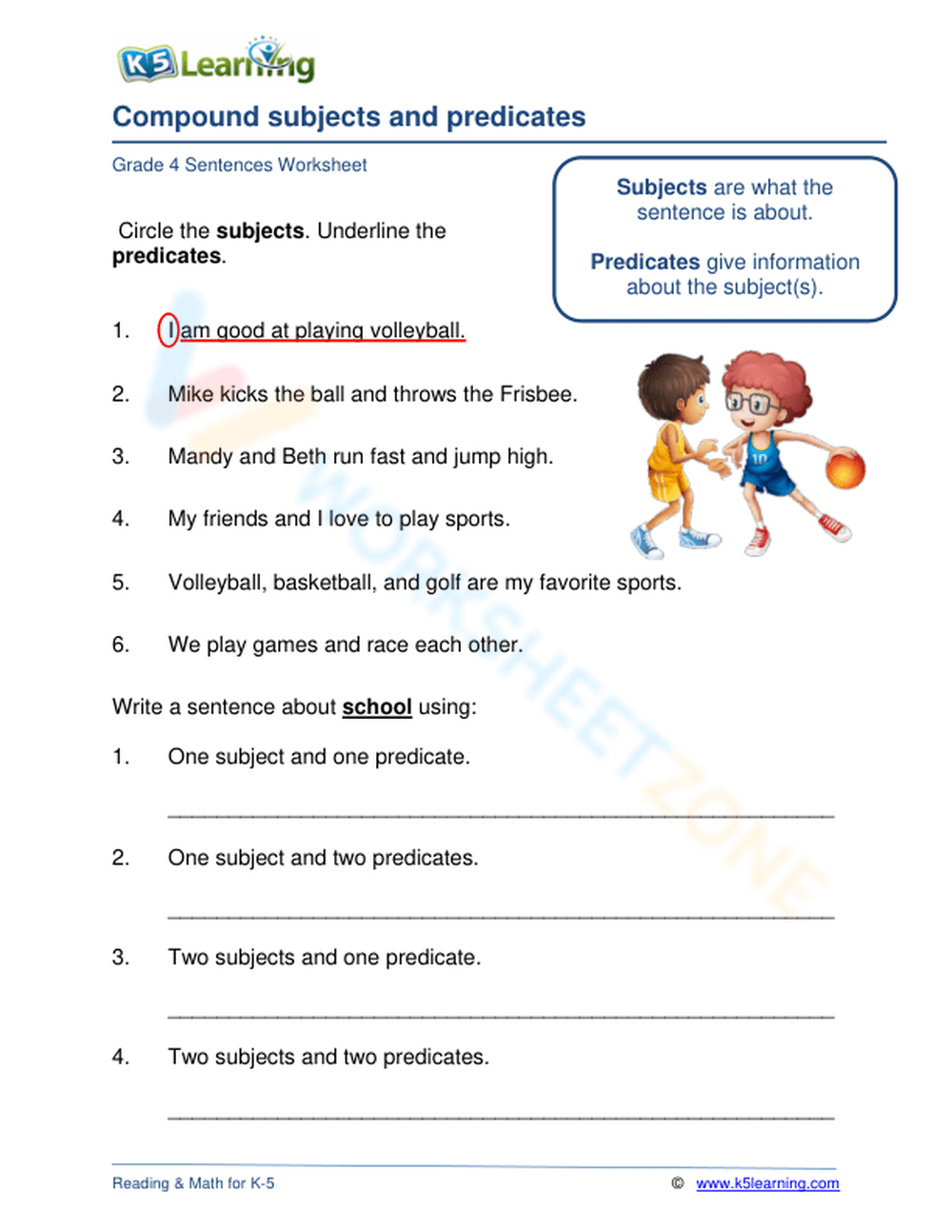 Compound Subjects And Predicates 2 Worksheet Worksheets Library