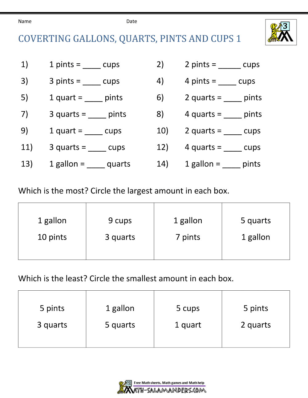 How Many Cups In A Quart Pint Or Gallon FREE Printable