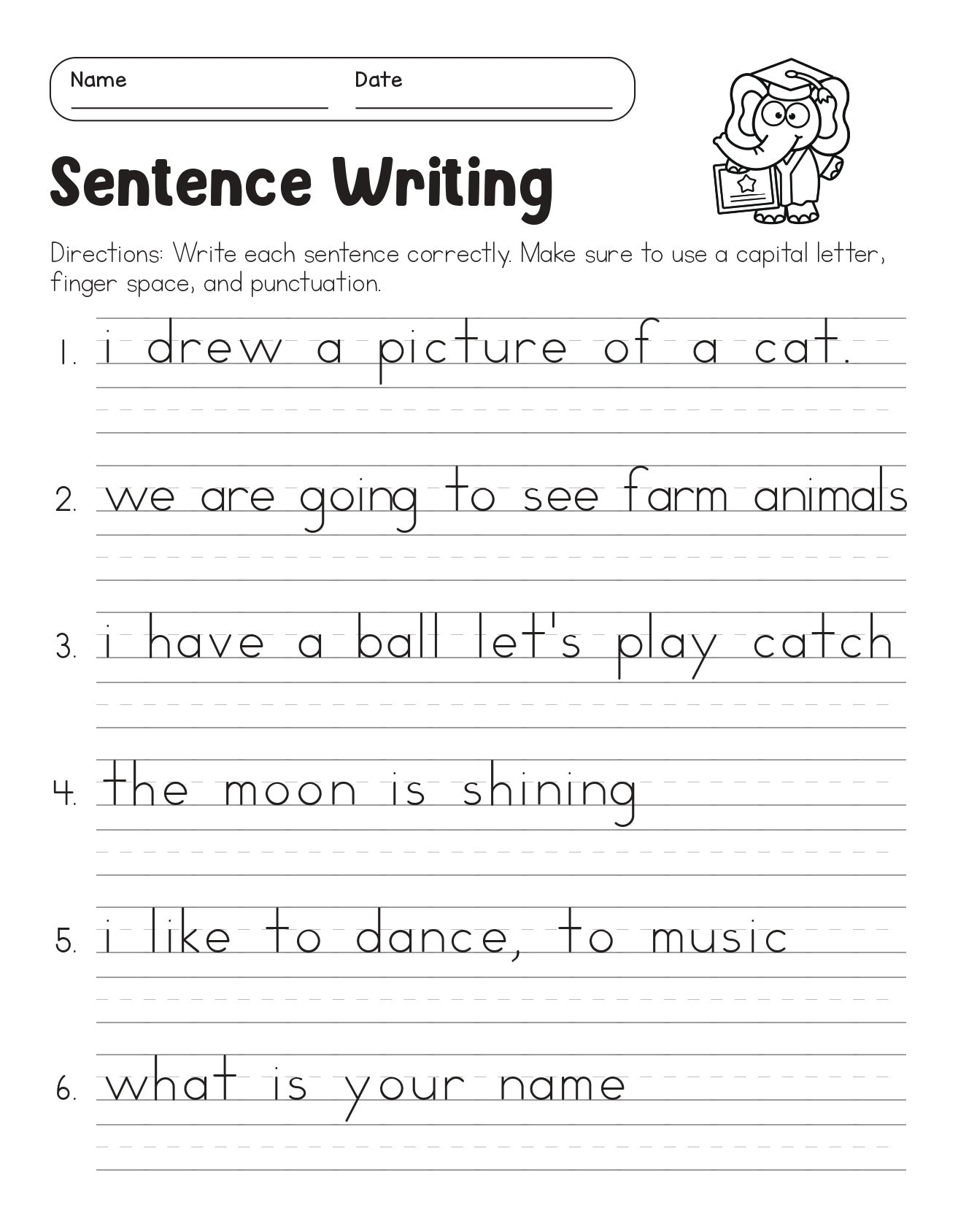 Free Custom 1st Grade Writing Worksheet Templates Canva