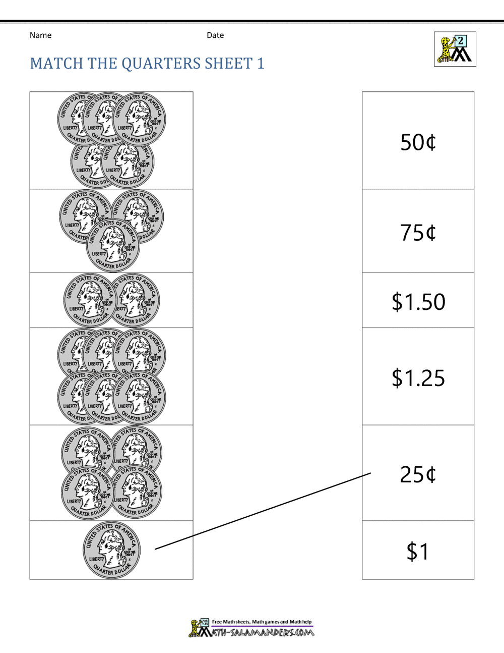 Counting Quarters Worksheet Counting Quarters Worksheet