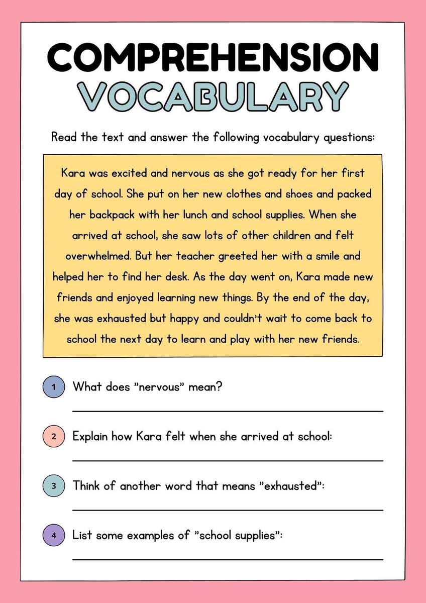 5 Printable Reading Comprehension English Worksheets Ages 4 7 KG1 To Grade 2 Etsy