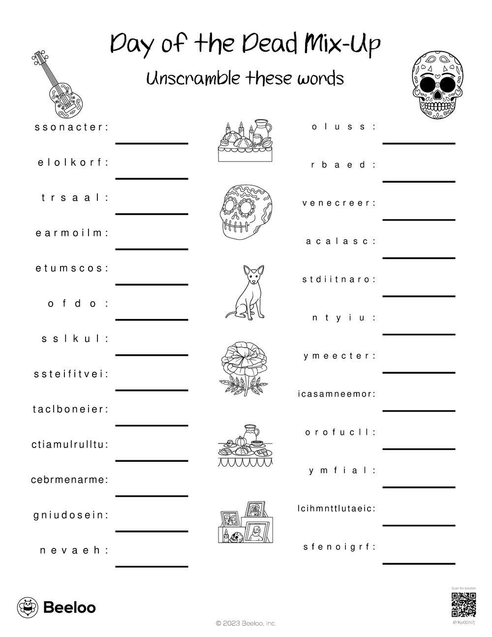 Day Of The Dead Mix Up Beeloo Printable Crafts And Activities For Kids