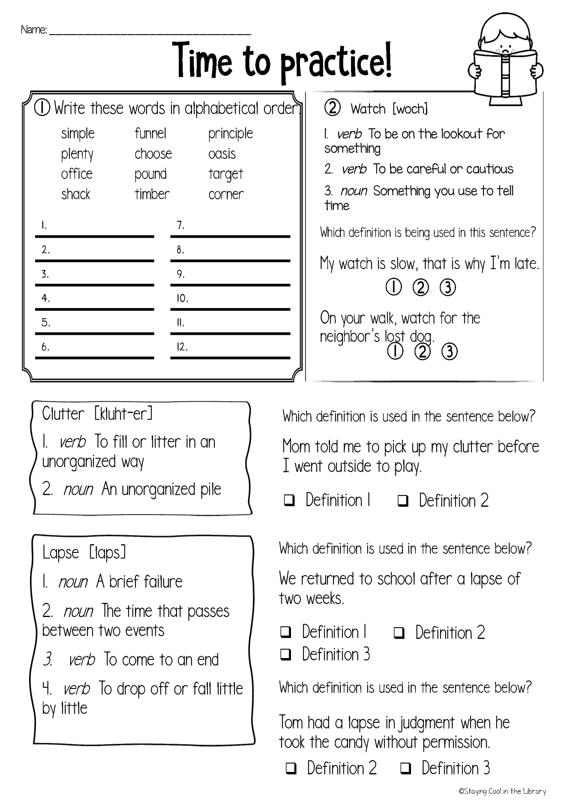 Dictionary Skills Worksheets Guide Words Classful