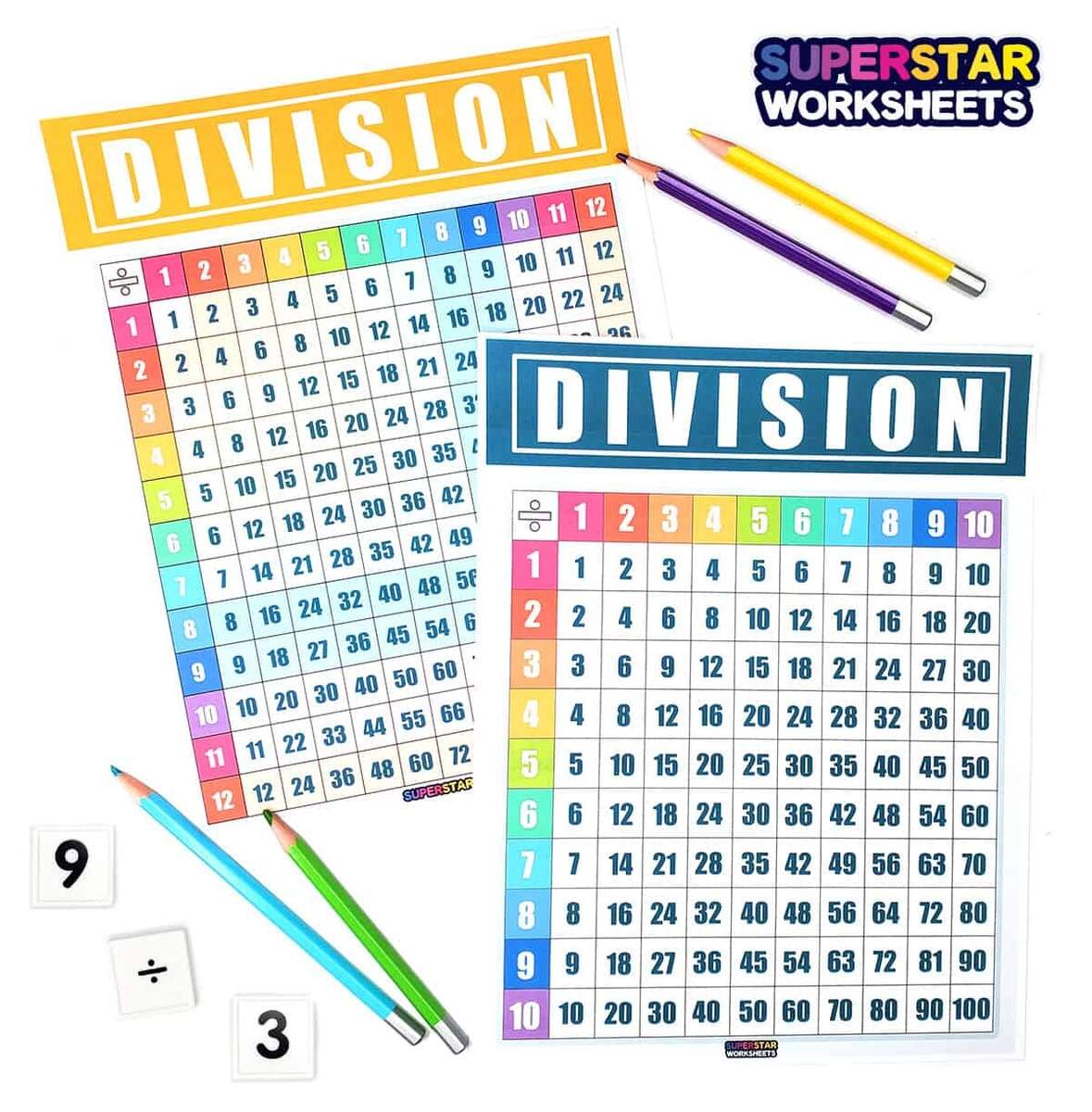 Division Chart Superstar Worksheets