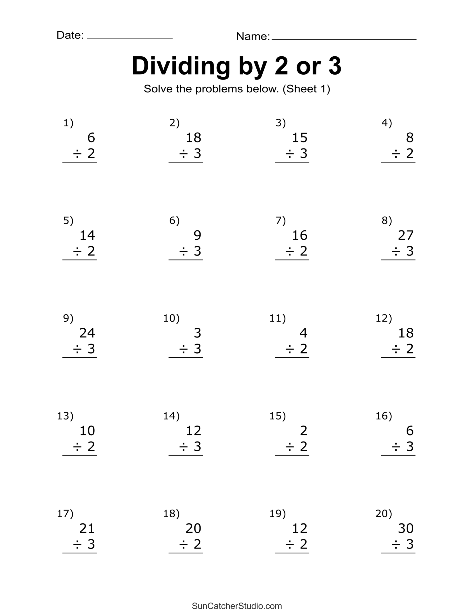 Printable Division Worksheets 3rd 4th Grade