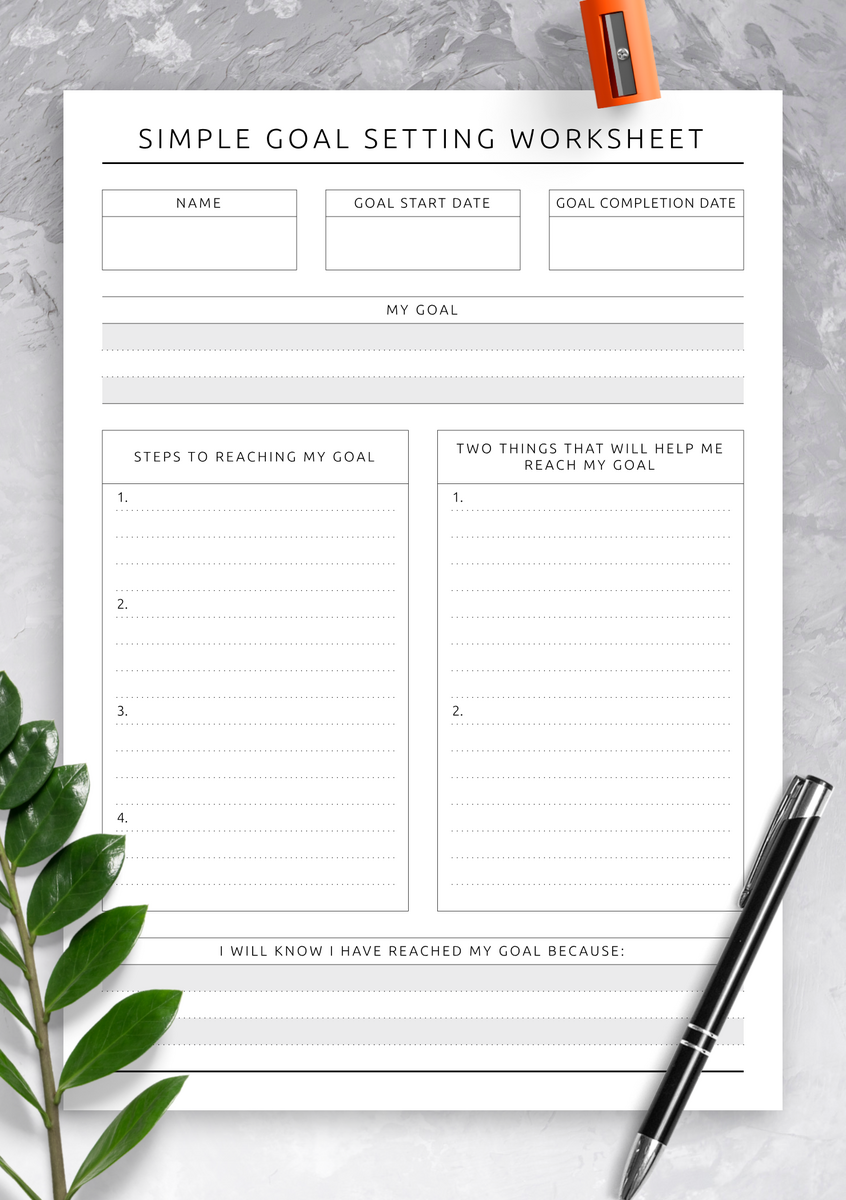 Download Printable Simple Goal Setting Worksheet Original Style PDF Free And Customizable Goals Templates