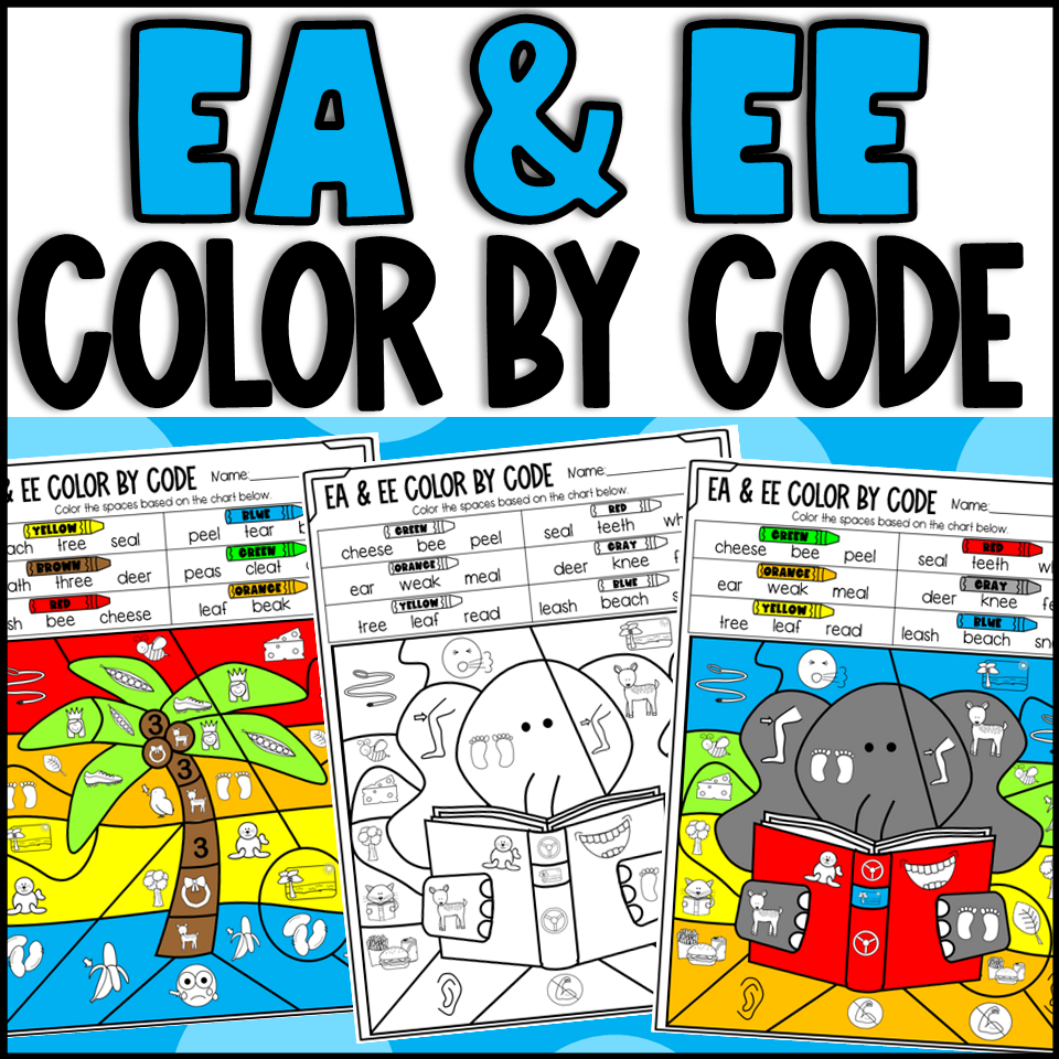 EA And EE Color By Code Worksheets Phonics Double Vowels Made By Teachers
