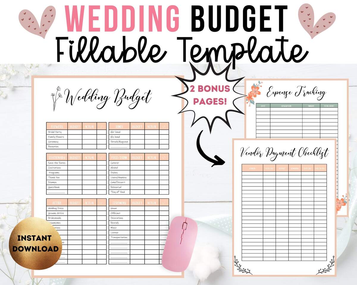 Editable PDF Wedding Budget Planner Wedding Planner Printable Wedding Cost Wedding Finance Spending Planner INSTANT Download Etsy Sweden