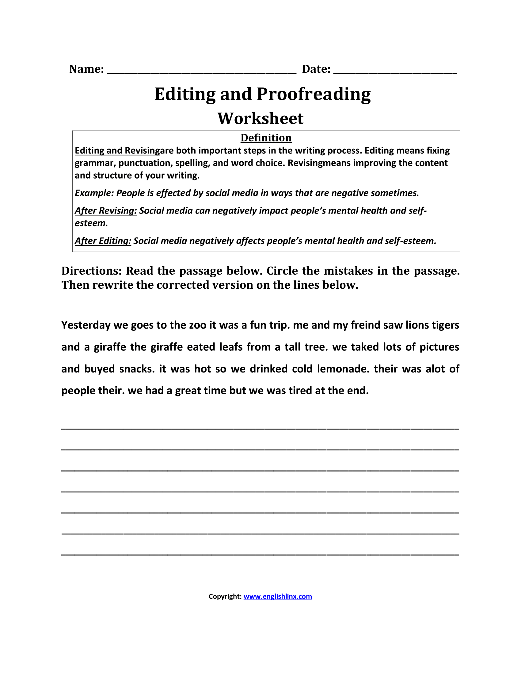 Editing Worksheets Free Printable Editing And Proofreading Practice Correct The Sentences Worksheets 10 Page Printable For 1st And 2nd Grade ELA Students ELA Worksheets Sentence Writing ELA Teacher Print Etsy