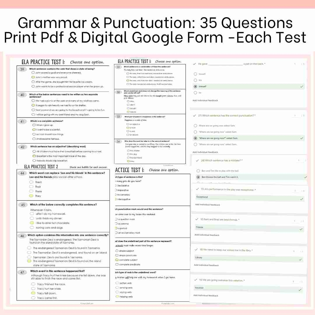 ELA Practice Test Free For 3rd 4th And 5th Grade Classroom Freebies