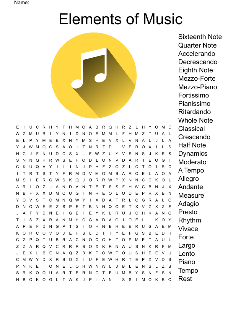 Elements Of Music Crossword WordMint
