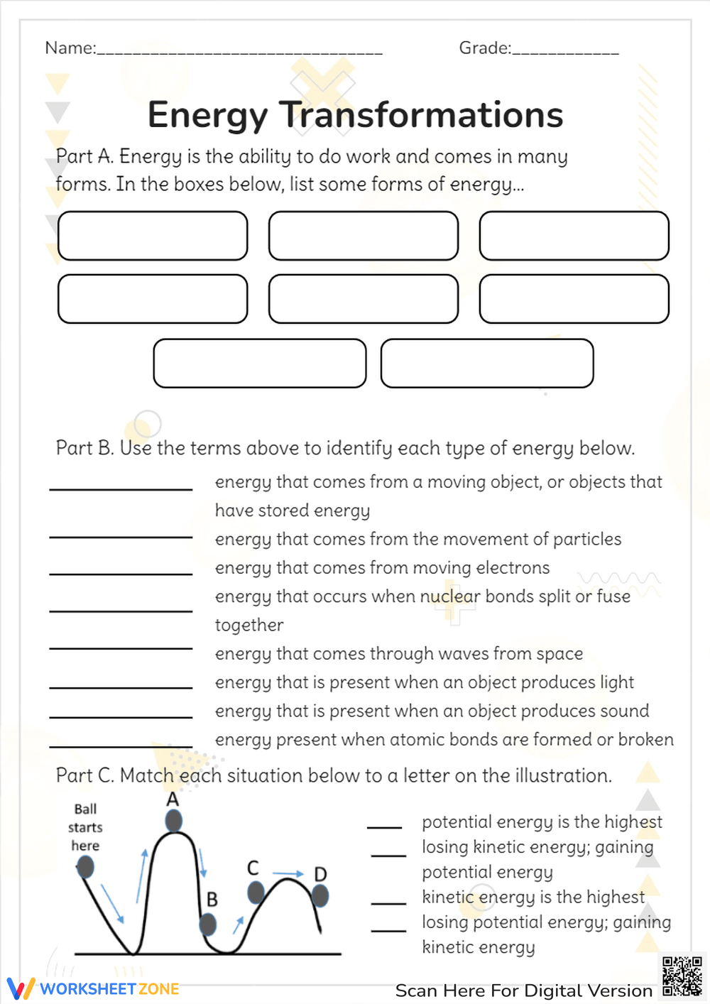 Energy Transformation Worksheets