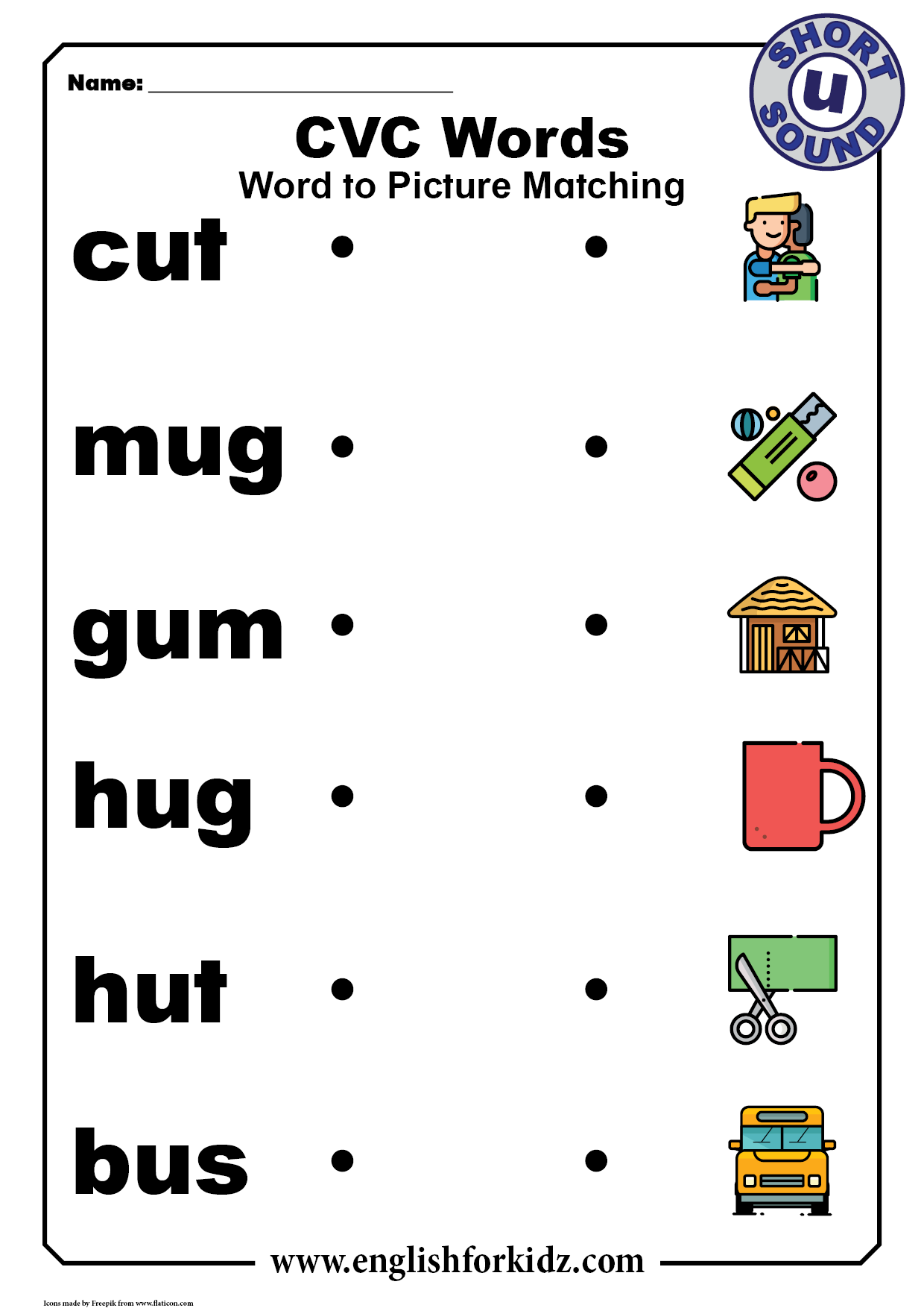 English For Kids Step By Step CVC Words Worksheets Short U Sound Worksheets Library