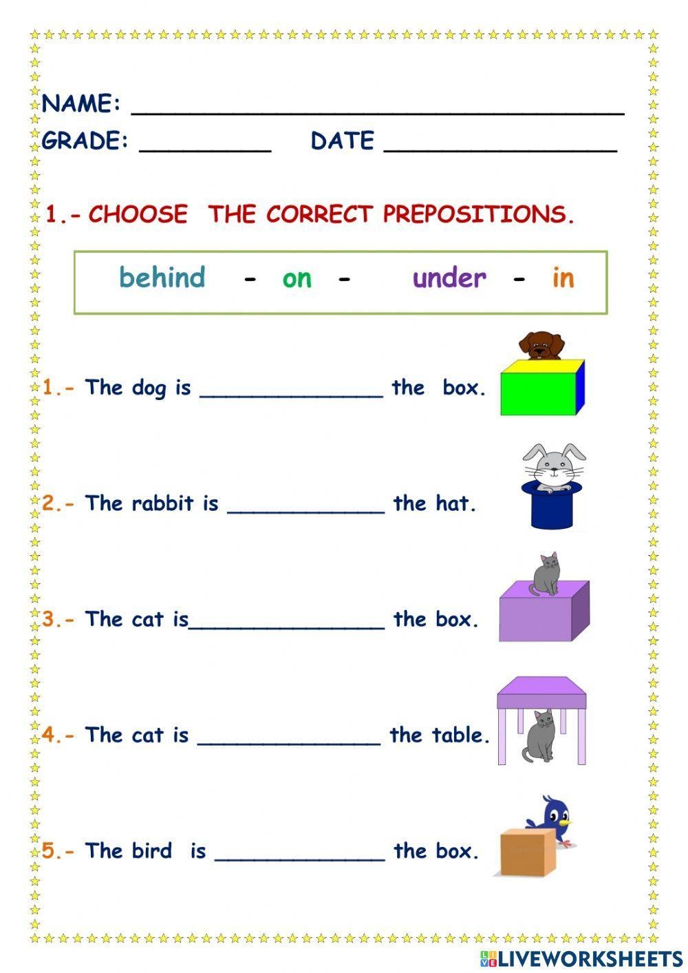 English For Kids Step By Step Prepositions Worksheets Worksheets Library
