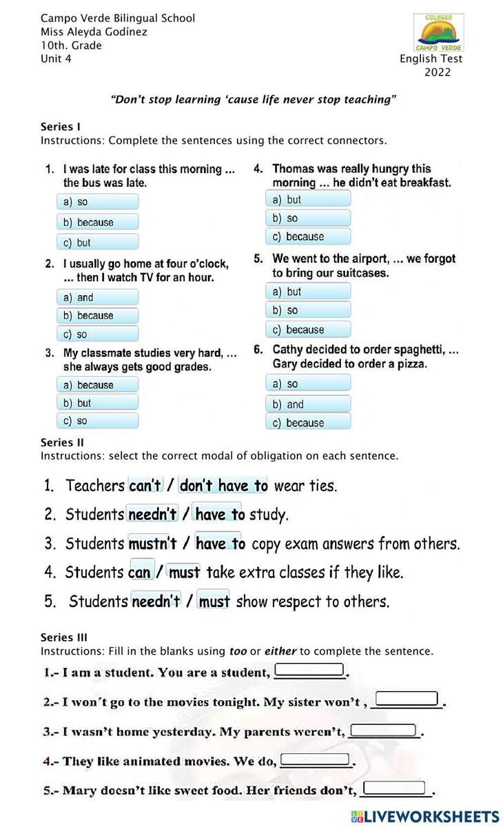 English Test Online Exercise For 10th Grade Worksheets Library English Test Online Exercise For 10th Grade Worksheets Library