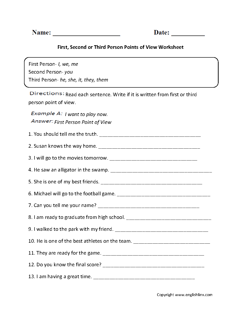 Englishlinx Point Of View Worksheets Englishlinx Point Of View Worksheets