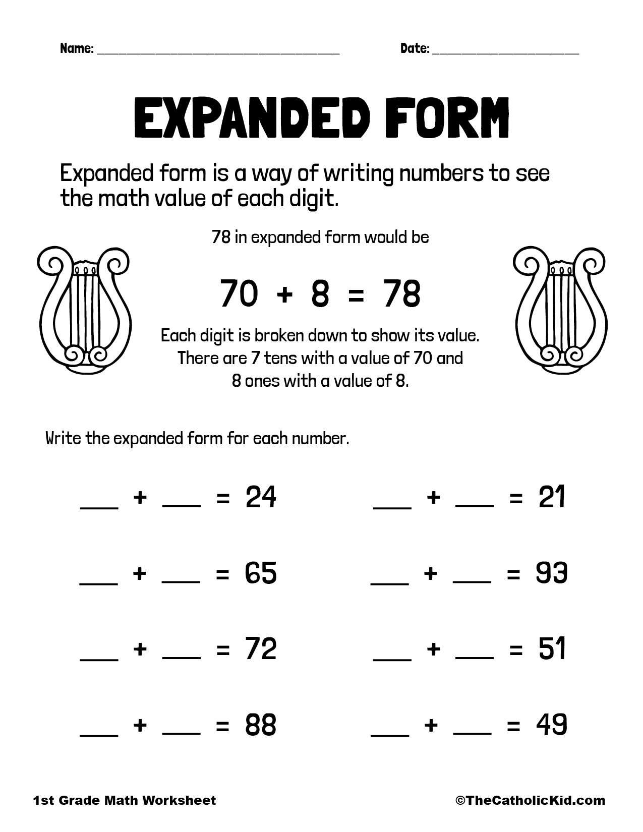Expanded Form Of Numbers Worksheet Grade1to6 Worksheets Library