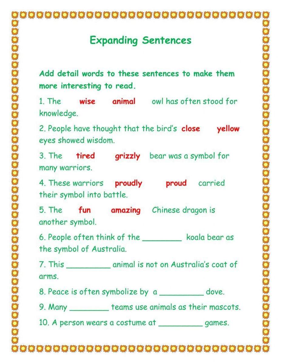 Expanding Sentences Worksheet Worksheets Library