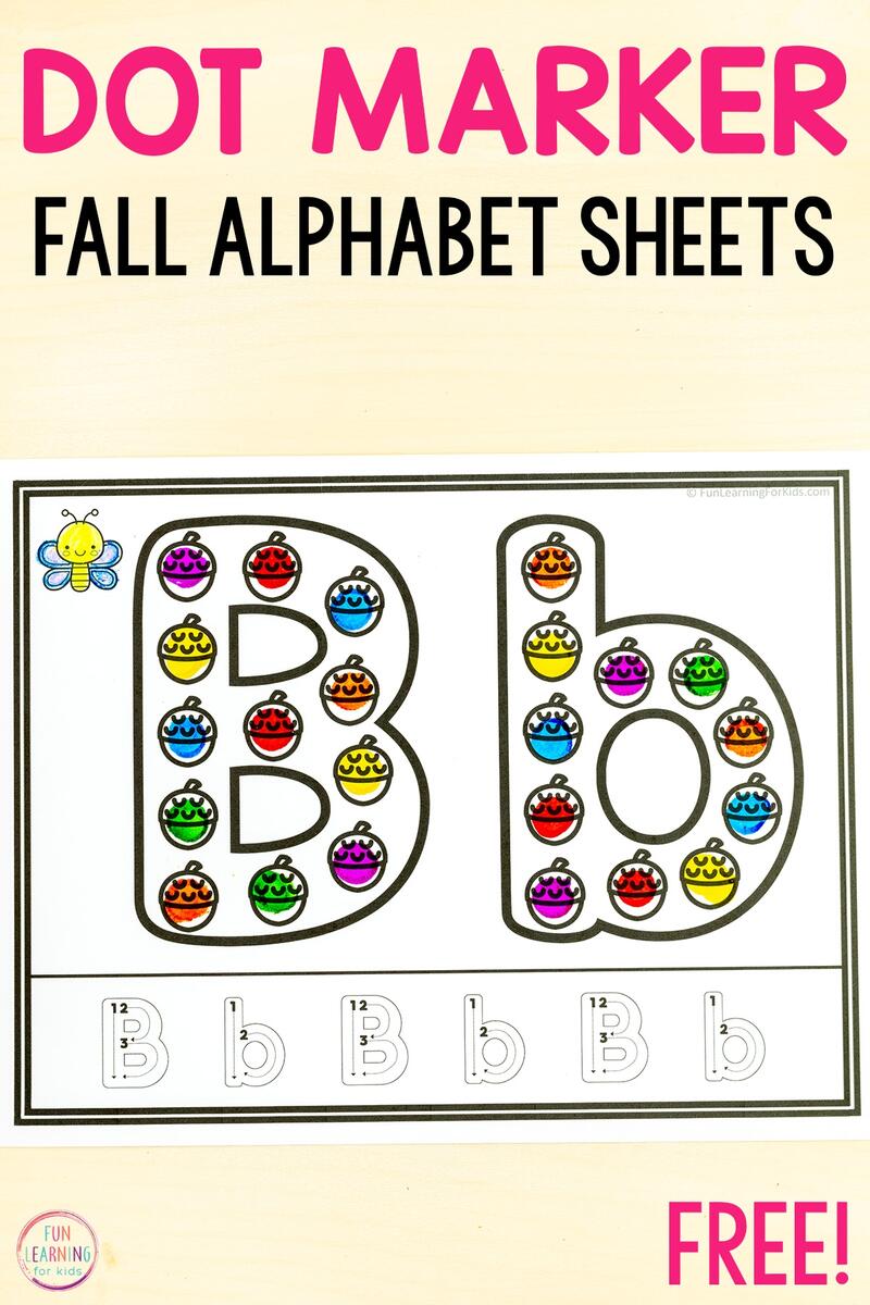 Fall Dot Letter Alphabet Sheets For Literacy Centers
