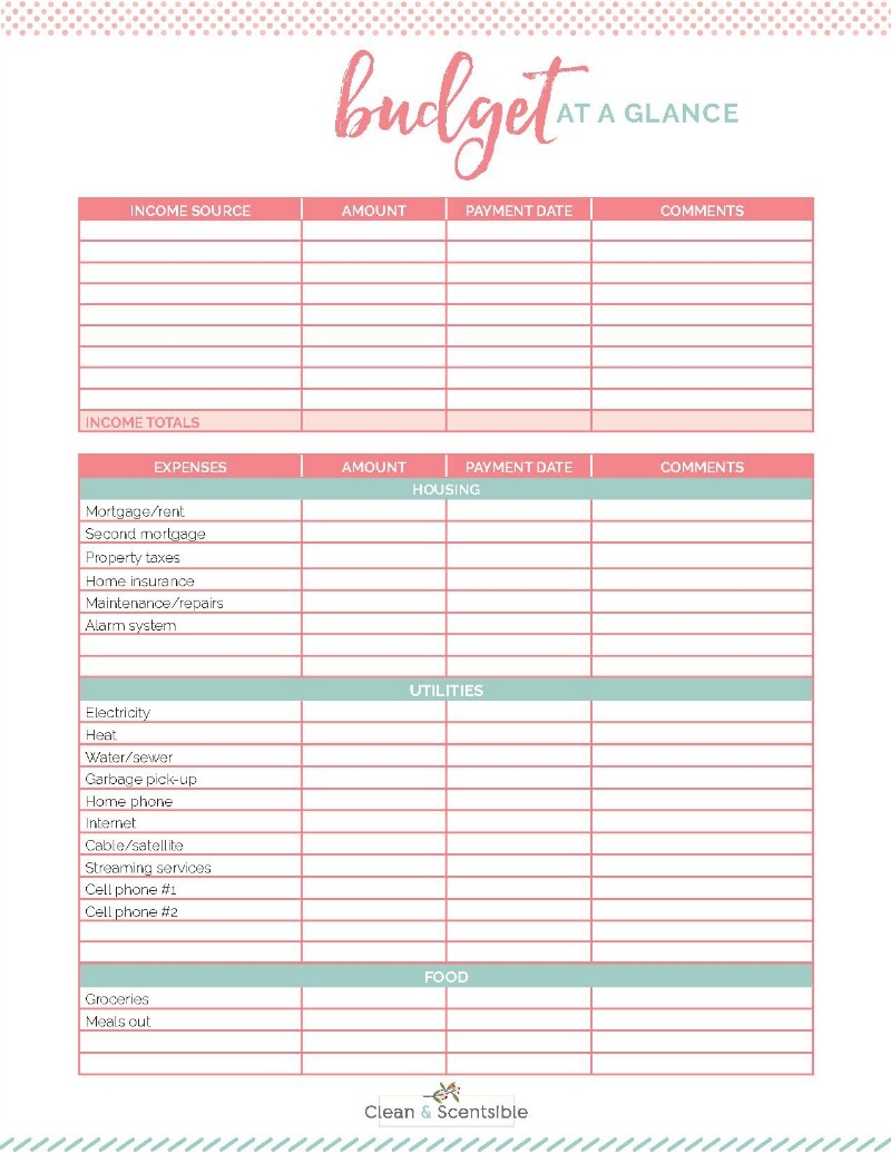 Free Printable Budget Worksheets For Family Finances